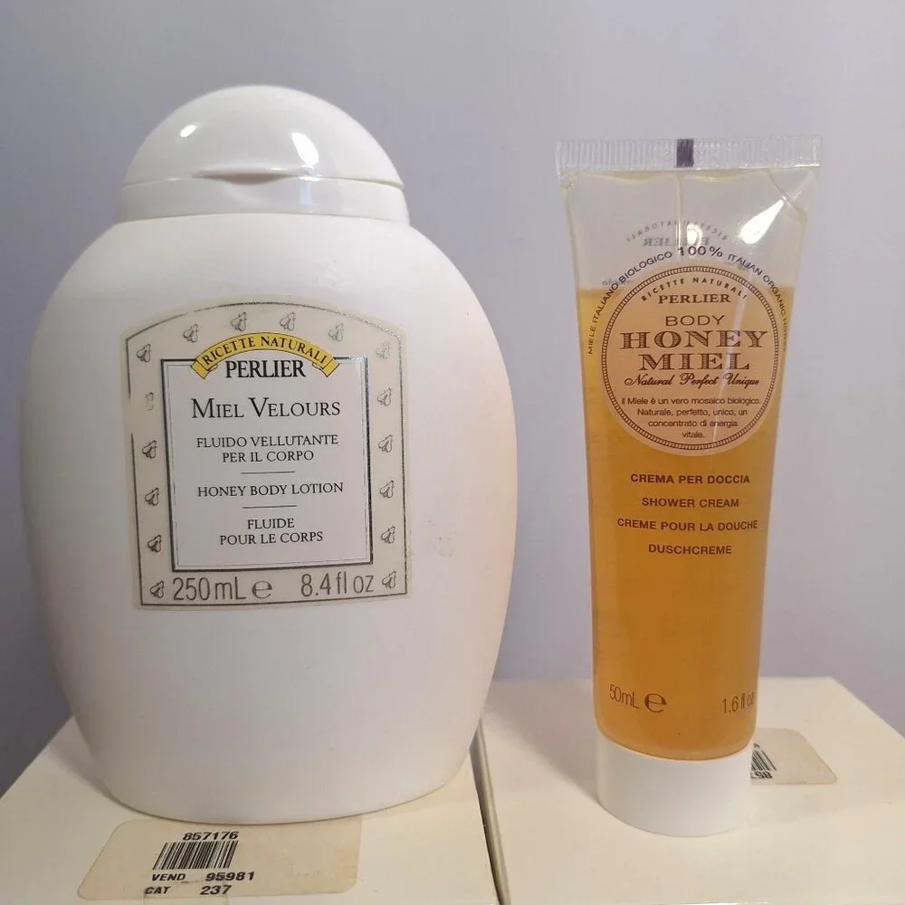 Perlier Honey Miel Nurturing Body Balm Lotion Bath Shower Cream 4 Lot - Picture 2 of 12